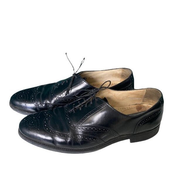 Bostonian Black Leather Wing Tip Oxford Mens Dress Shoes Mens Size 12 - Picture 1 of 8